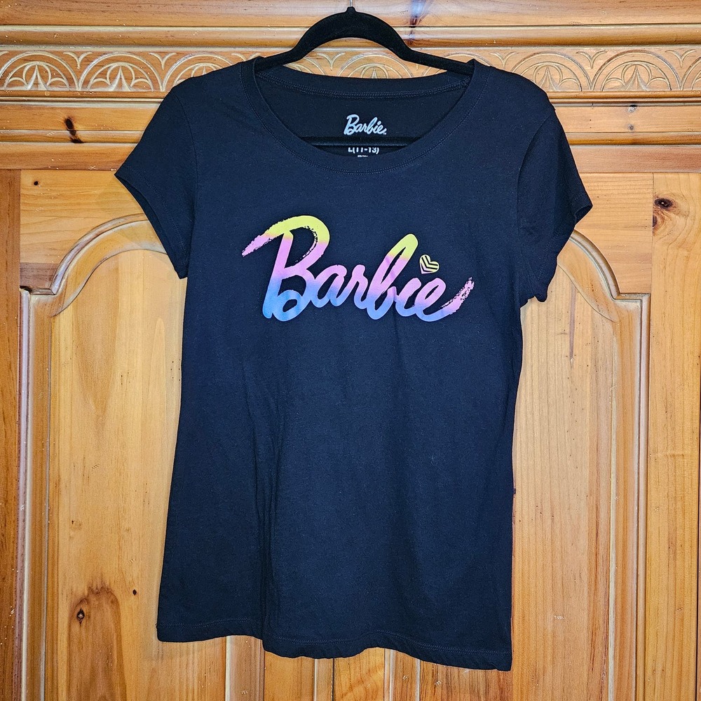 Juniors Black Barbie Gradient Graphic T-Shirt Size Large (11-13) - Picture 1 of 3